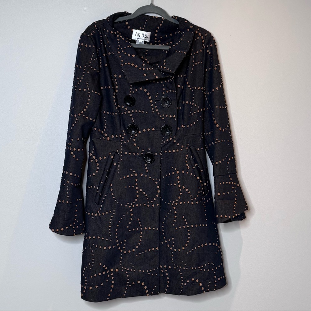 AN REN New York Black & Copper Trench Coat